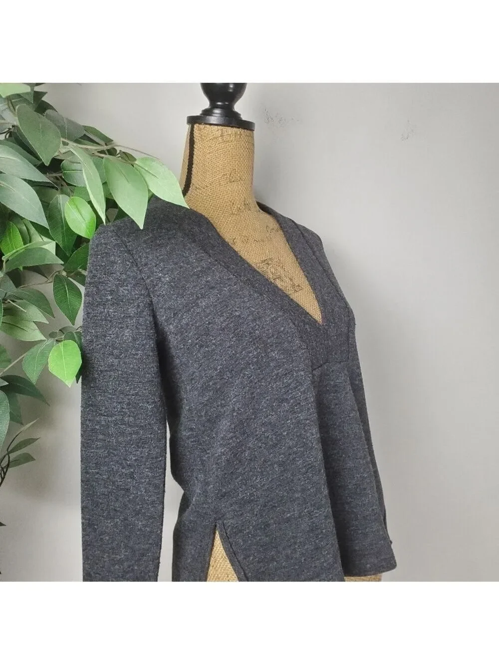 Madewell Low V Pullover Knit Sweater Gray Women's Size Extra Small
